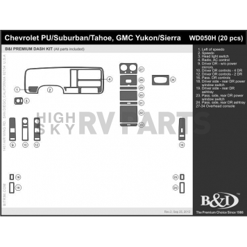 B & I Fender Dash Panel Trim WD050HDP2M-1