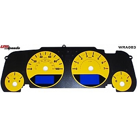 US Speedo Gauge Face Overlay - Yellow Daytime Color/ Black Letter Color - WRA083