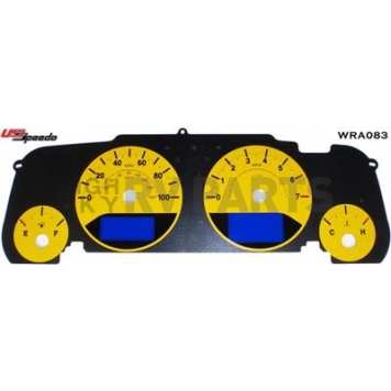 US Speedo Gauge Face Overlay - Yellow Daytime Color/ Black Letter Color - WRA083