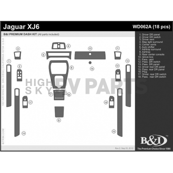 B & I Fender Dash Panel Trim WD062ASNB