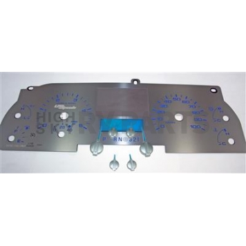 US Speedo Gauge Face Overlay - Silver Daytime Color/ Blue Letter Color - SSF10B
