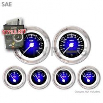 Aurora Instuments Gauge Face Overlay - Fiber Blue Daytime Color/ White Letter Color - 1901
