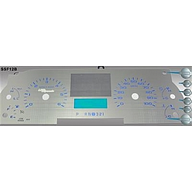 US Speedo Gauge Face Overlay - Silver Daytime Color/ Blue Letter Color - SSF12B