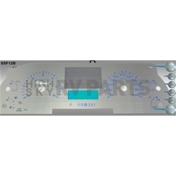 US Speedo Gauge Face Overlay - Silver Daytime Color/ Blue Letter Color - SSF12B