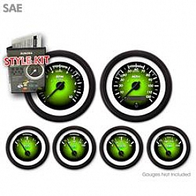 Aurora Instuments Gauge Face Overlay - Fiber Green Daytime Color/ White Letter Color - 1912