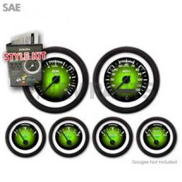 Aurora Instuments Gauge Face Overlay - Fiber Green Daytime Color/ White Letter Color - 1912