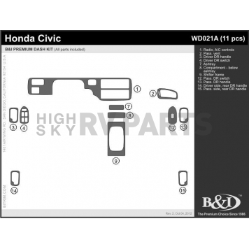 B & I Fender Dash Panel Trim WD021ARBA-1