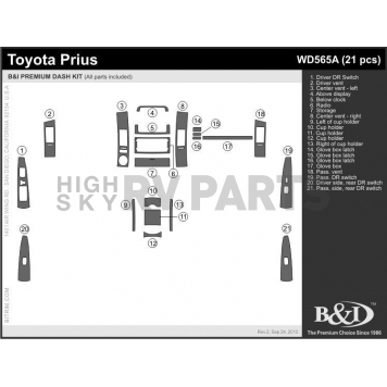 B & I Fender Dash Panel Trim WD565ASDB-1