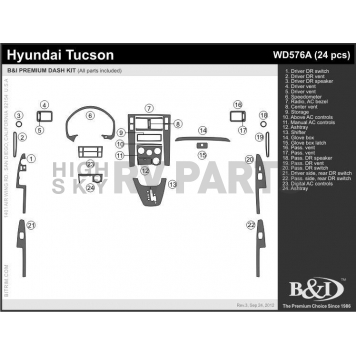 B & I Fender Dash Panel Trim WD576ASDB-1