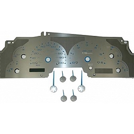 US Speedo Gauge Face Overlay - Silver Daytime Color/ Blue Letter Color - SSF01B