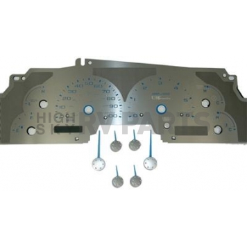 US Speedo Gauge Face Overlay - Silver Daytime Color/ Blue Letter Color - SSF01B