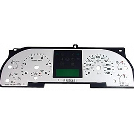 US Speedo Gauge Face Overlay - Silver Daytime Color/ Black Letter Color - F2500542D
