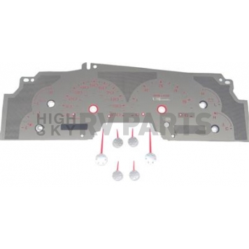 US Speedo Gauge Face Overlay - Silver Daytime Color/ Red Letter Color - SSF01R