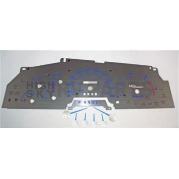 US Speedo Gauge Face Overlay - Silver Daytime Color/ Blue Letter Color - SSF02B