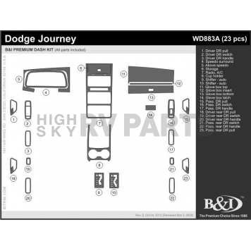 B & I Fender Dash Panel Trim WD883ASDB-1