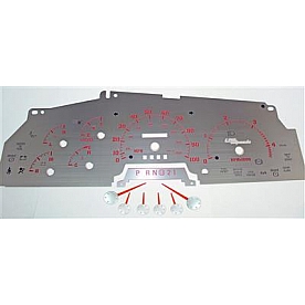 US Speedo Gauge Face Overlay - Silver Daytime Color/ Red Letter Color - SSF02R