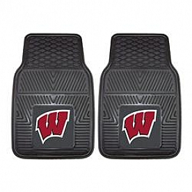 Fan Mat Floor Mat - Universal Fit Black Vinyl Set of 2 - 8964