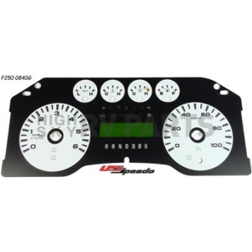US Speedo Gauge Face Overlay - White Daytime Color/ Black Letter Color - F2500840G