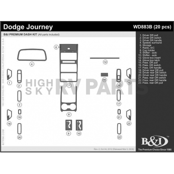B & I Fender Dash Panel Trim WD883BSDB-1