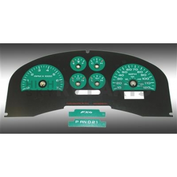 US Speedo Gauge Face Overlay - Green Daytime Color/ White Letter Color - FX40411