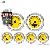 Aurora Instuments Gauge Face Overlay - Fiber Yellow Daytime Color/ Black Letter Color - 1483