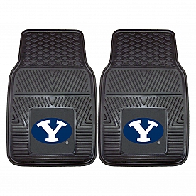 Fan Mat Floor Mat - Universal Fit Black Vinyl Set of 2 - 10310