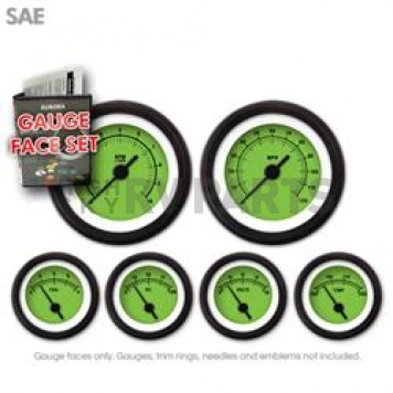 Aurora Instuments Gauge Face Overlay - Fiber Green Daytime Color/ Black Letter Color - 8289