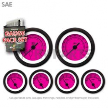 Aurora Instuments Gauge Face Overlay - Fiber Pink Daytime Color/ Black Letter Color - 8291
