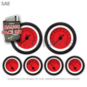 Aurora Instuments Gauge Face Overlay - Fiber Red Daytime Color/ Black Letter Color - 8292