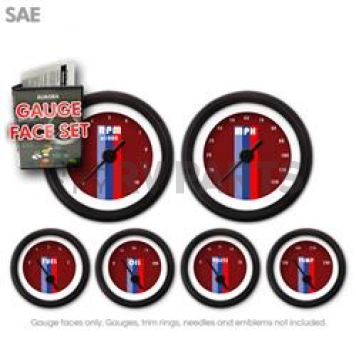 Aurora Instuments Gauge Face Overlay - Fiber Red Daytime Color/ White Letter Color - 8298