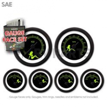 Aurora Instuments Gauge Face Overlay - Fiber Black Daytime Color/ Green Letter Color - 8302