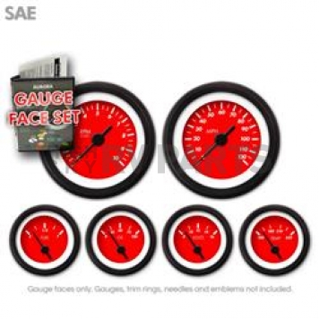 Aurora Instuments Gauge Face Overlay - Fiber Red Daytime Color/ White Letter Color - 8269