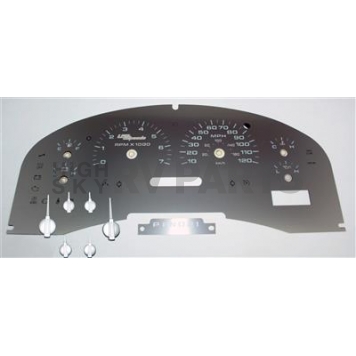 US Speedo Gauge Face Overlay - Silver Daytime Color/ White Letter Color - SSF15W