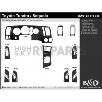 B & I Fender Dash Panel Trim 3D051B1DCF-1