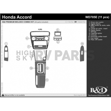 B & I Fender Dash Panel Trim WD705ESPS-1