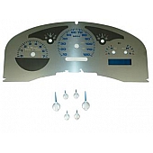 US Speedo Gauge Face Overlay - Silver Daytime Color/ Blue Letter Color - SSF16B