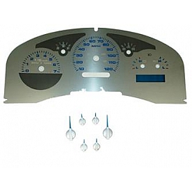 US Speedo Gauge Face Overlay - Silver Daytime Color/ Blue Letter Color - SSF16B