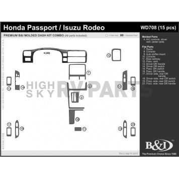 B & I Fender Dash Panel Trim WD708DCF-1