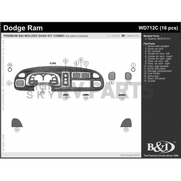 B & I Fender Dash Panel Trim WD712CSDB-1