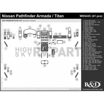B & I Fender Dash Panel Trim WD543CSDB-1