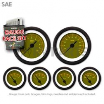 Aurora Instuments Gauge Face Overlay - Fiber Olive Daytime Color/ Yellow Letter Color - 8275