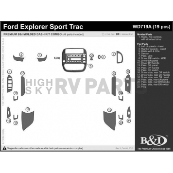 B & I Fender Dash Panel Trim WD719ADRW