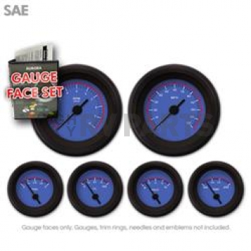 Aurora Instuments Gauge Face Overlay - Fiber Blue Daytime Color/ White Letter Color - 8280
