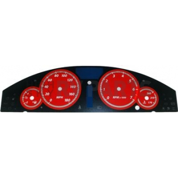 US Speedo Gauge Face Overlay - Red Daytime Color/ White Letter Color - 300085