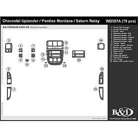 B & I Fender Dash Panel Trim WD587ADET