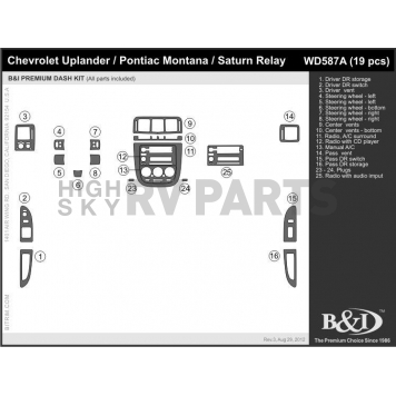 B & I Fender Dash Panel Trim WD587ADET