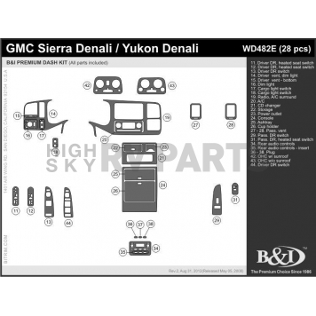 B & I Fender Dash Panel Trim WD482ESDE-1