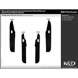 B & I Fender Dash Panel Trim 3D017C2SDB
