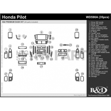 B & I Fender Dash Panel Trim WD590ADET-1