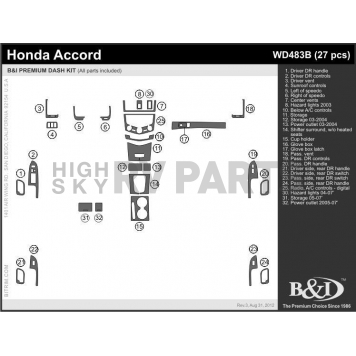 B & I Fender Dash Panel Trim WD483BSDB-1